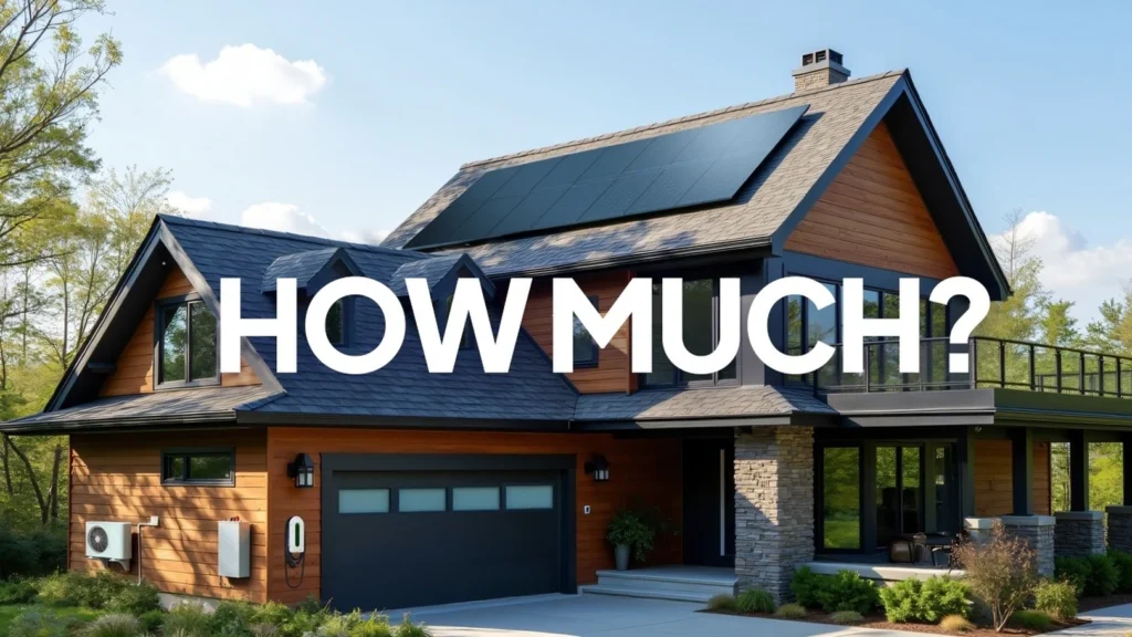Energy-efficient home featuring solar panels, insulated windows, and eco-friendly upgrades
