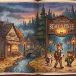 Beacon Pines gameplay showing Luka exploring the mysterious town