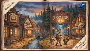 Beacon Pines gameplay showing Luka exploring the mysterious town