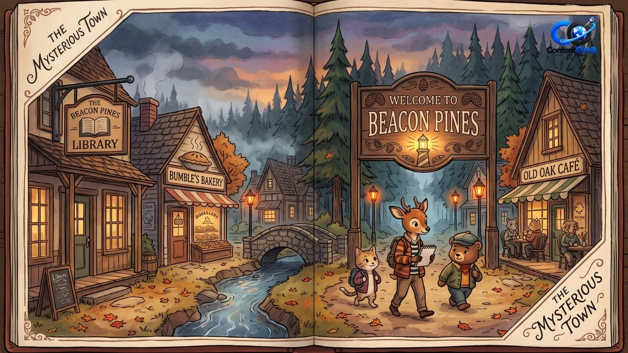 Beacon Pines gameplay showing Luka exploring the mysterious town