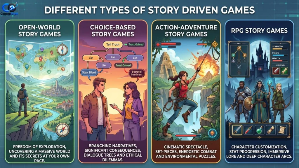 Different Types of Story Driven Games and Their Features