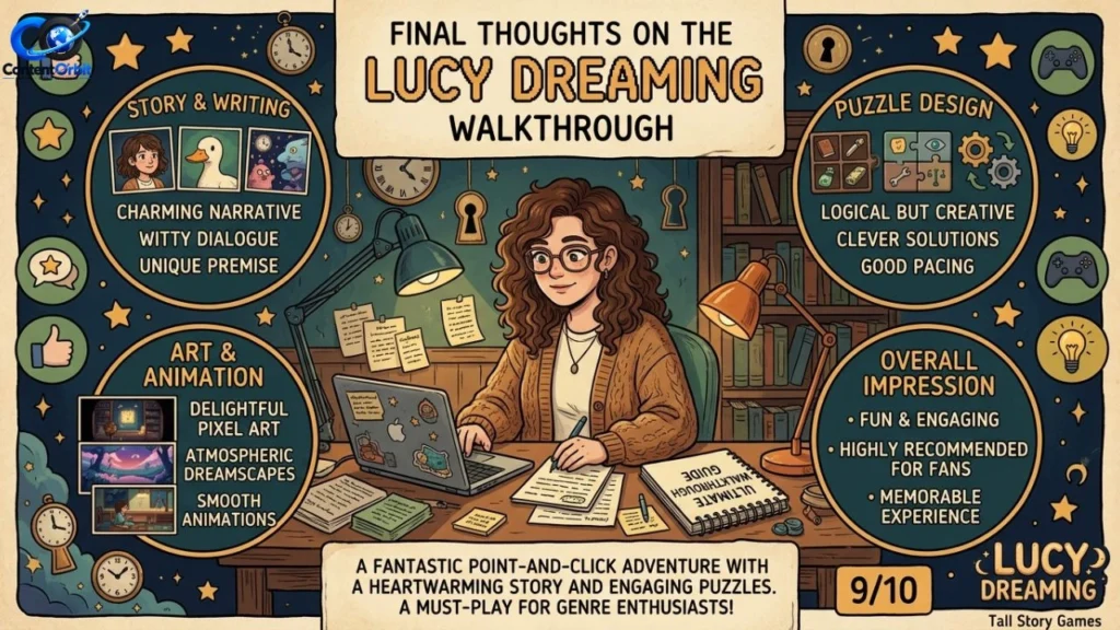 Final thoughts on the Lucy Dreaming walkthrough and complete game experience