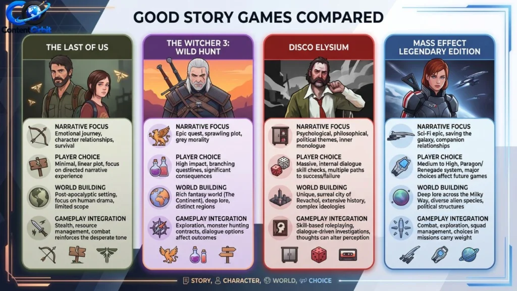 Good story games compared – a comparison of the best story-driven games.