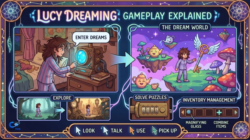 Lucy Dreaming gameplay explained with story and puzzle adventure elements
