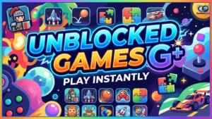 Unblocked games G+ browser game collection on a computer