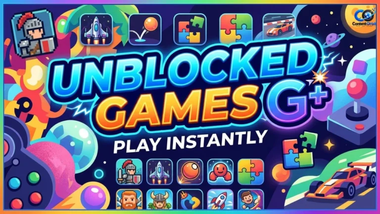 Unblocked games G+ browser game collection on a computer
