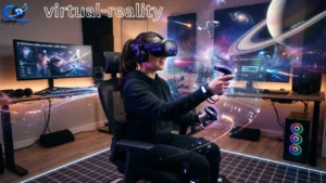Virtual reality headset being used for immersive gaming