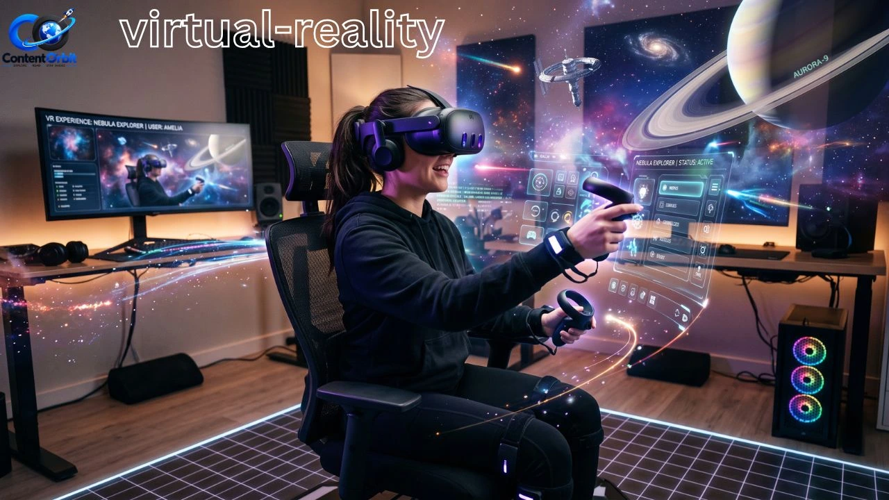 Virtual reality headset being used for immersive gaming
