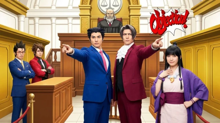 Ace Attorney Characters: Phoenix Wright, Miles Edgeworth, Maya Fey, and Apollo Justice