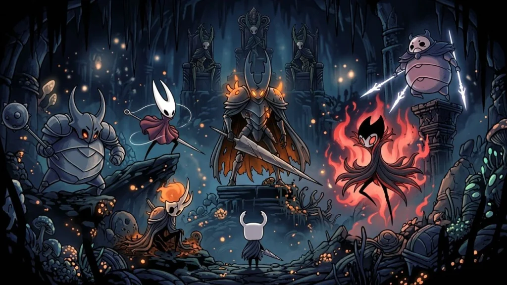Challenging and optional Hollow Knight bosses in difficult battles I AI Generated