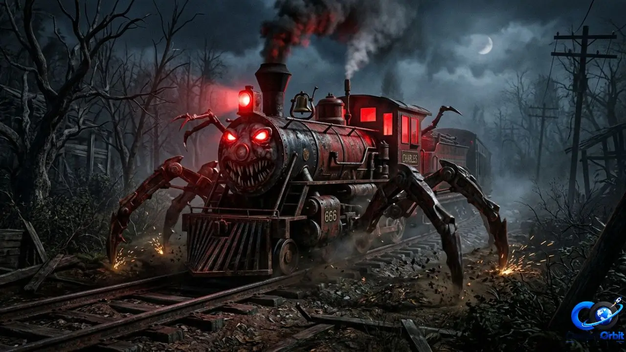 Choo-Choo Charles horror survival game with a terrifying train