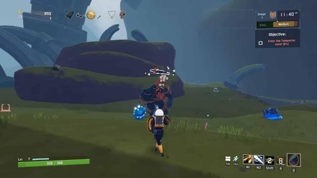 Risk of Rain 2 roguelike third-person shooter game with intense combat and alien enemies 🎮