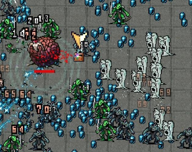 Vampire Survivors roguelike survival game with a character fighting waves of enemies 🎮