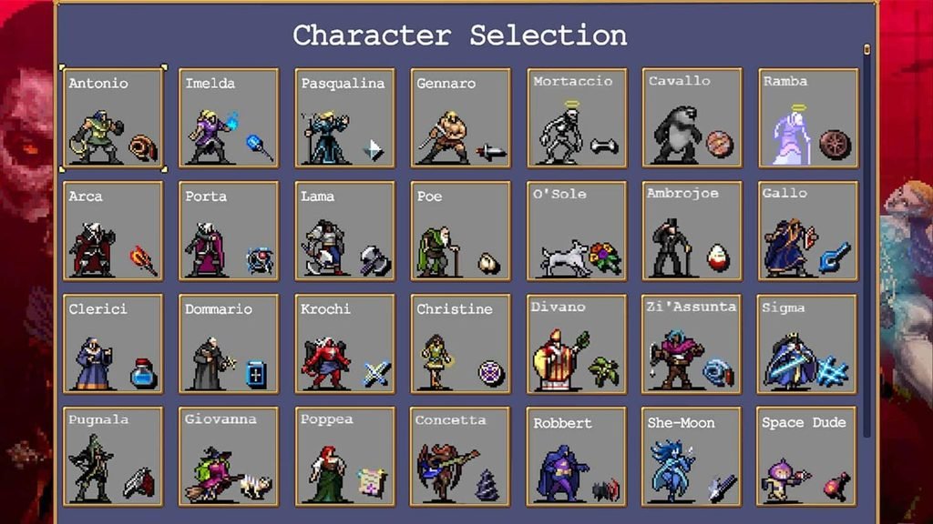 Vampire Survivors roguelike survival game with a character fighting waves of enemies 🎮