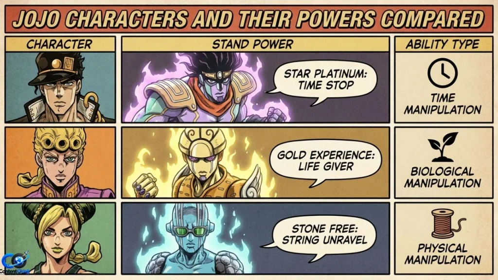 JoJo characters and their powers compared