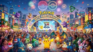 Pokémon 30th Anniversary celebration featuring Pokémon characters