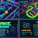 Snake Game classic arcade gameplay with a snake collecting food