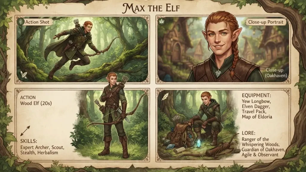 The Character Profile of Max the Elf I AI Generated