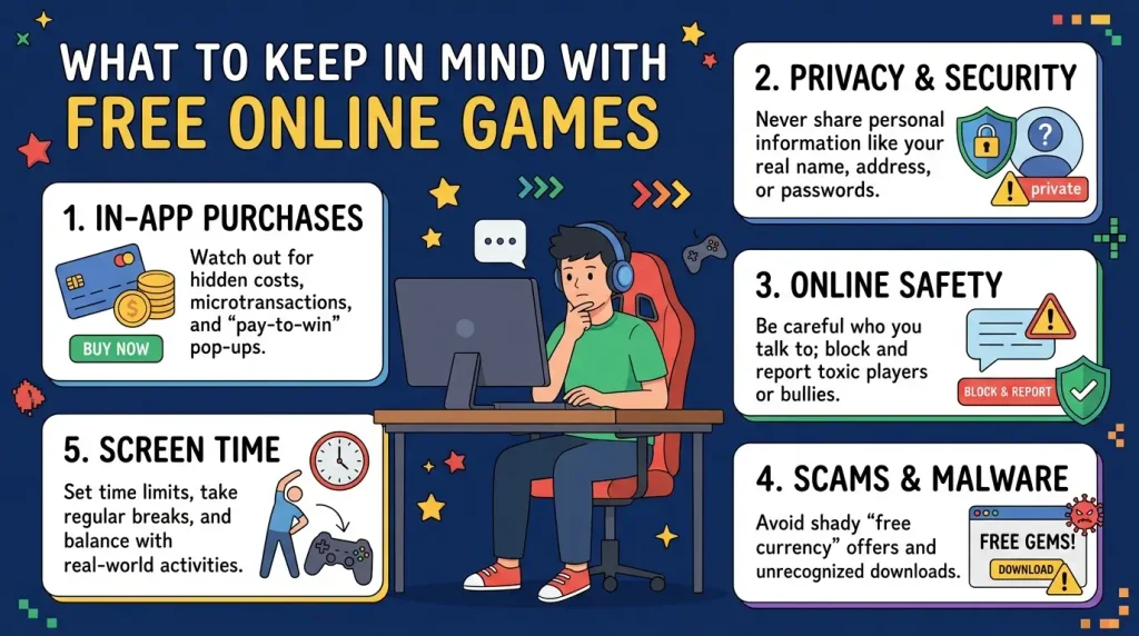 What should you keep in mind when playing free online games? i AI Generated