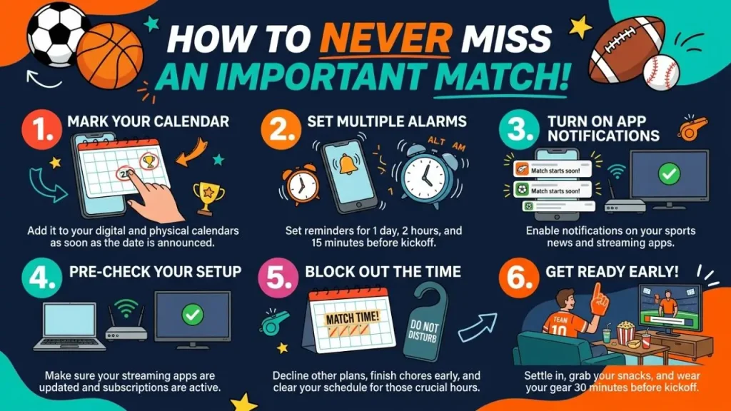 How to avoid missing an important match by checking football schedules, kickoff times, and match reminders © ContentOrbit.co.uk I AI Generated