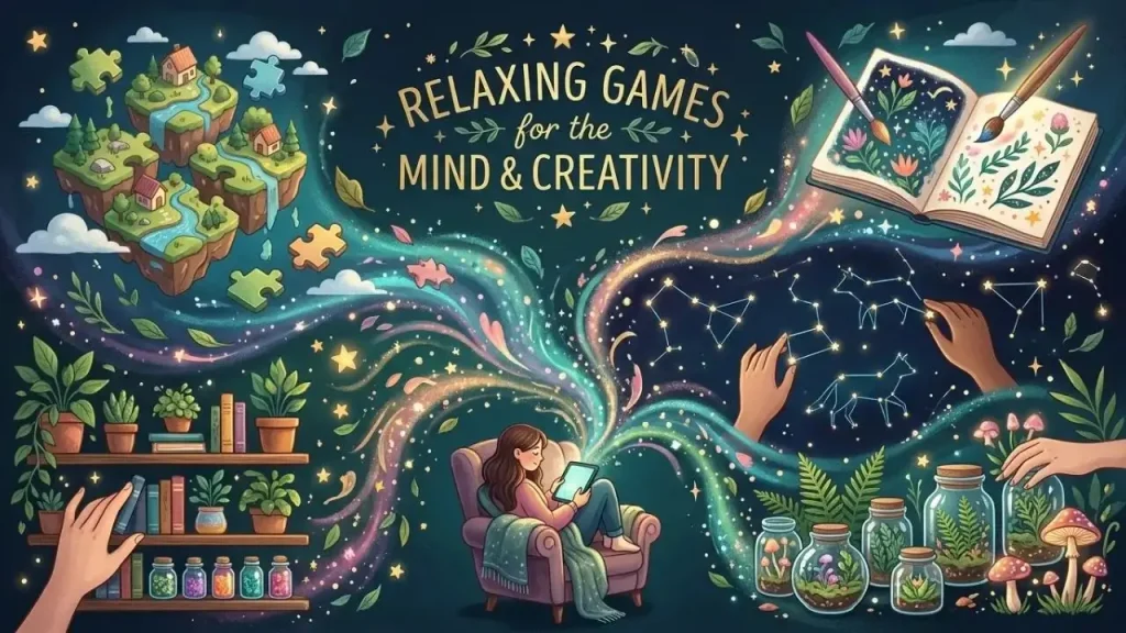 Relaxing games for the mind and creativity, featuring peaceful mobile puzzles, creative challenges, and enjoyable gameplay. I AI Generated