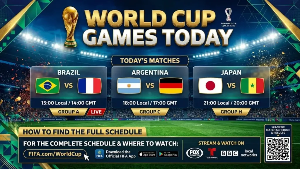 World Cup games today and where to find the latest match schedule © ContentOrbit.co.uk I AI Generated